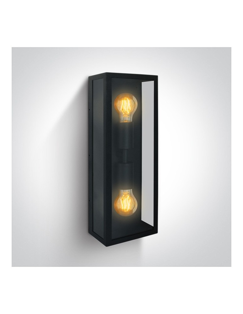 Kinkiety zewnętrzne - One Light kinkiet lampion z dwiema żarówkami elwacja dom ogród Gabbia 2A 67406B/B IP43 - produkt kolory-swiatla.pl 1