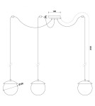 Lampy wiszące kule - UMMO KUUL F3 potrójna czarna sufitowa lampa wisząca z regulowaną długością KLF322P2 - produkt 2