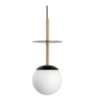 Lampy wiszące kule - UMMO PLAAT A BRASS czarna sufitowa lampa wisząca z mosiądzem PLA132P0 - product 1