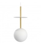 Lampy wiszące kule - UMMO PLAAT A BRASS biała sufitowa lampa wisząca z mosiądzem PLA131P0 - product 1