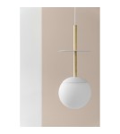 Lampy wiszące kule - UMMO PLAAT A BRASS biała sufitowa lampa wisząca z mosiądzem PLA131P0 - product 3
