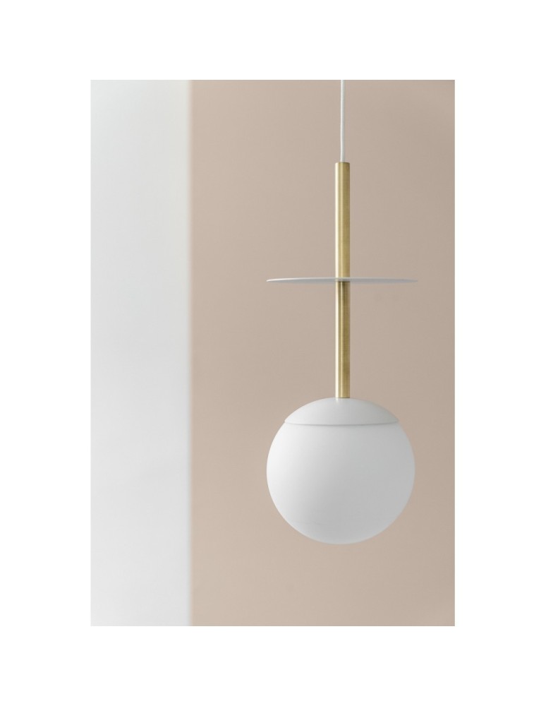 UMMO PLAAT A BRASS biała sufitowa lampa wisząca z mosiądzem PLA131P0