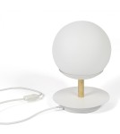 Lampki nocne - UMMO PLAAT ST biała lampa stołowa z mosiądzem PLS131P1 - product 1