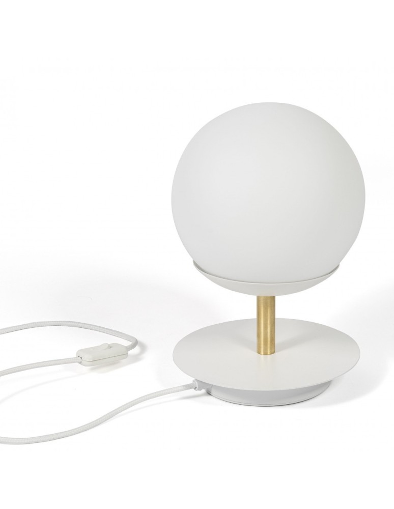 Lampki nocne - UMMO PLAAT ST biała lampa stołowa z mosiądzem PLS131P1 - produkt kolory-swiatla.pl 1