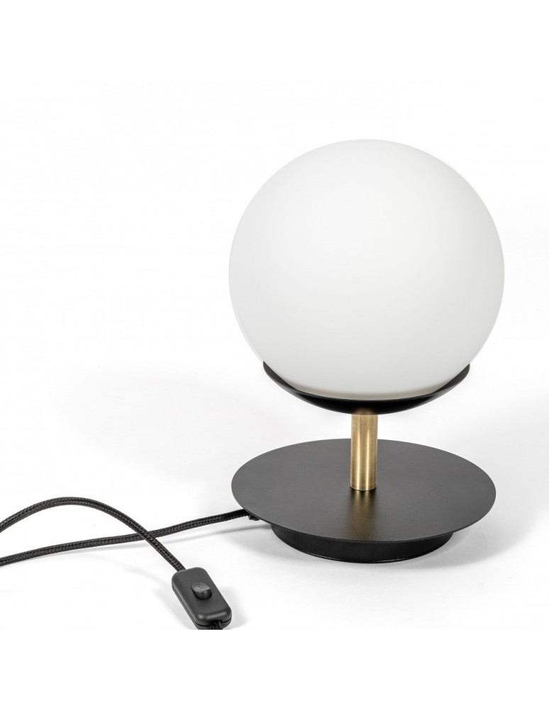 Lampki nocne - UMMO PLAAT ST czarna lampa stołowa z mosiądzem PLS132P1 - produkt kolory-swiatla.pl 1