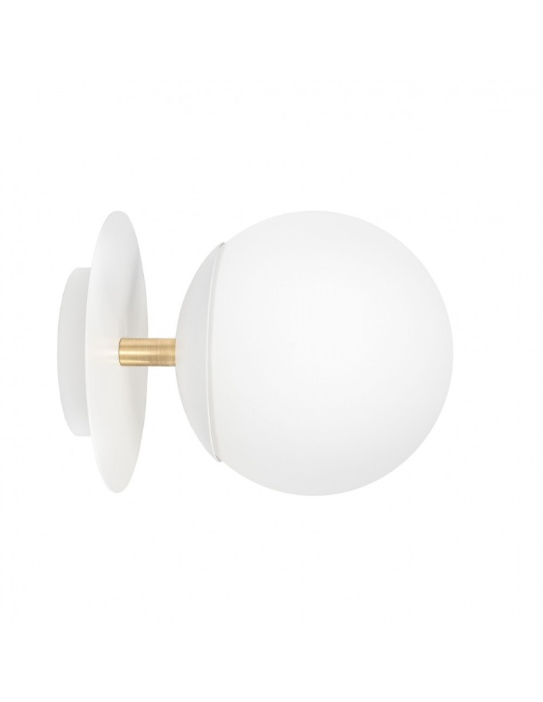 Kinkiety w stylu skandynawskim - UMMO PLAAT C biała lampa ścienna / kinkiet z mosiądzem PLC11300 - produkt kolory-swiatla.pl 1