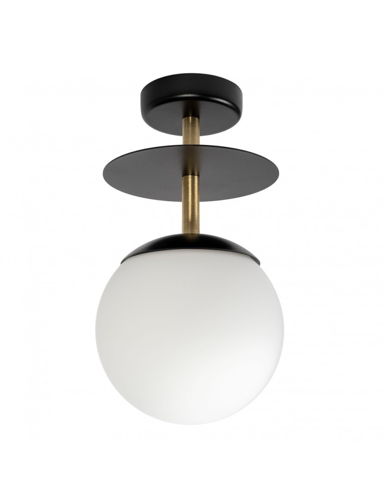 Lampy sufitowe - UMMO PLAAT B czarna lampa przysufitowa / plafon z mosiądzem PLB12303 - produkt kolory-swiatla.pl 1