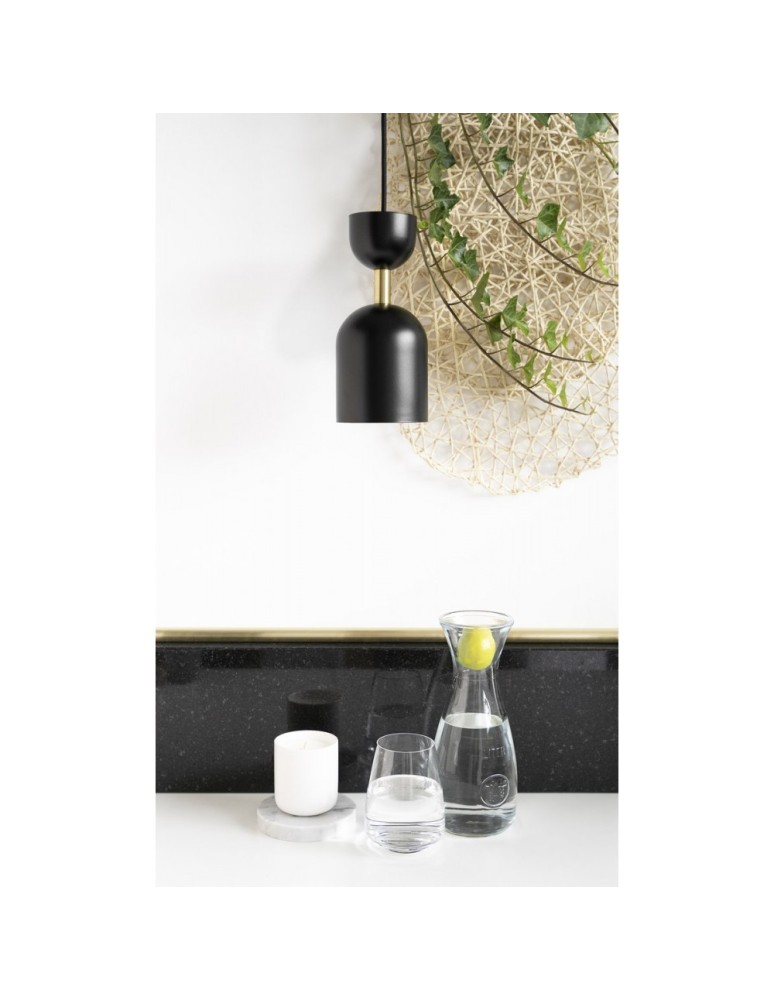 UMMO SUPURU czarna sufitowa lampa wisząca z mosiężną rurką SUA132P0