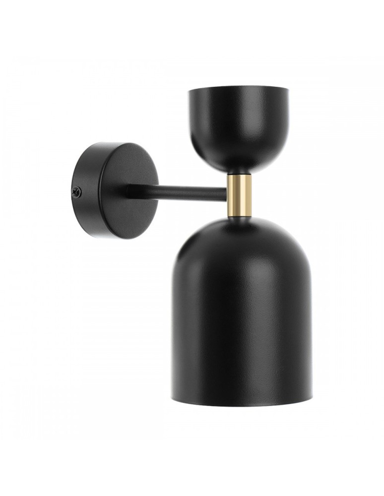 Kinkiety w stylu skandynawskim - UMMO SUPURU czarna lampa ścienna / kinkiet z mosiężną rurką SUK13020 - produkt kolory-swiatla.pl 1