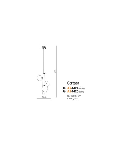 AZzardo CORTEGA 3xG9 Czarny Wisząca AZ4424 - produkt 2