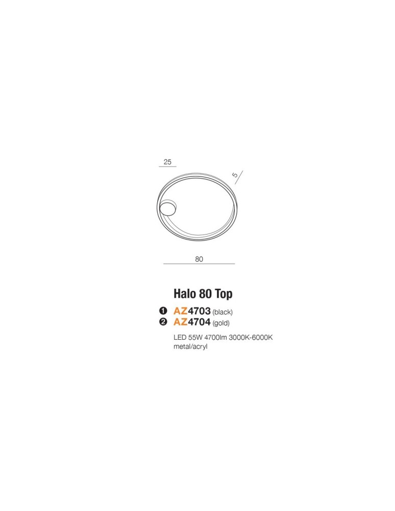 AZzardo HALO TOP 80 LED 55W 4700lm 3000K Czarny Sufitowa AZ4703