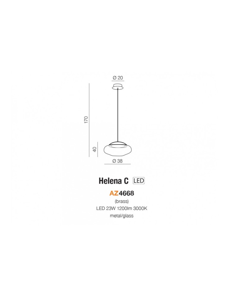 Lampy wiszące LED - Azzardo HELENA C LED 23W 1200lm 3000K Mosiądz Wisząca AZ4668 - product kolory-swiatla.pl 3