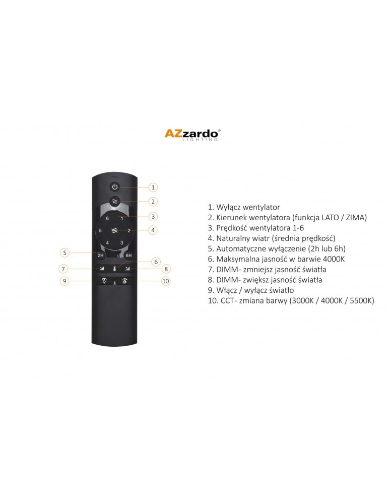 Azzardo VENETI LED 18W 1400lm 3000K-5500K Czarny/orzech włoski Sufitowa/Wiatrak sterowana AZ4449