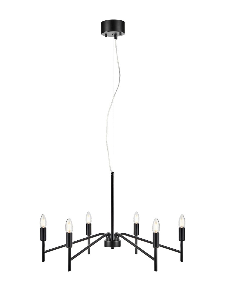 Żyrandole nowoczesne - Markslojd MONARCH Wisząca 6L Czarny 6xE14 108209 - produkt kolory-swiatla.pl 1