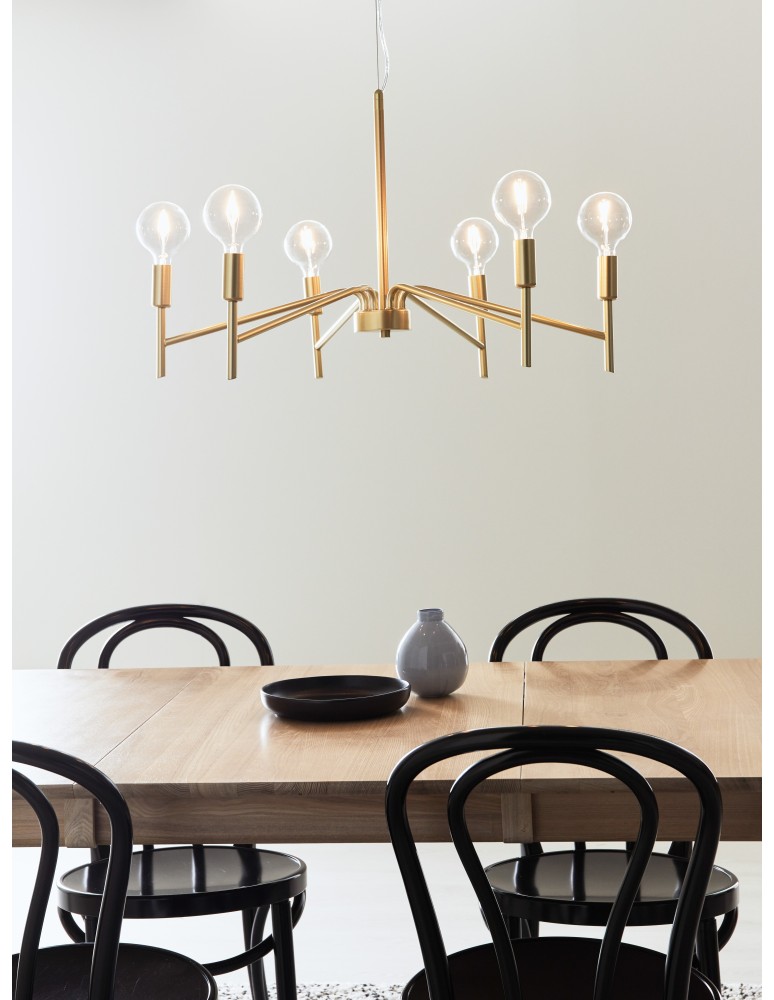 Żyrandole nowoczesne - Markslojd MONARCH Wisząca 6L Złoty Malowany 6xE14 108210 - product kolory-swiatla.pl 2