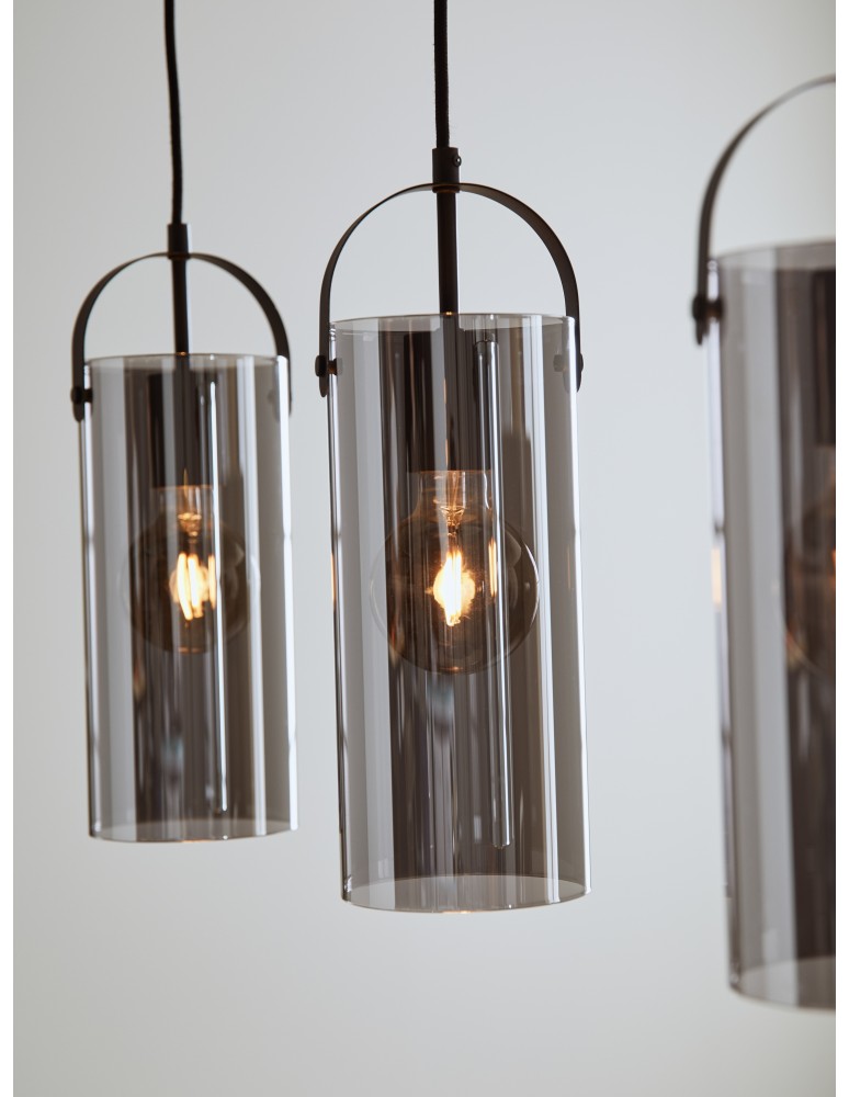 Lampy wiszące potrójne - Markslojd GLORY Wisząca 3L Czarny/Dymiony 3xE27 108219 - product kolory-swiatla.pl 3