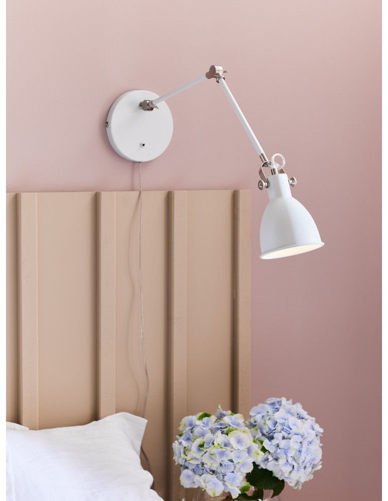 Kinkiety na wysięgniku - Markslojd HOUSE Ścienna/Kinkiet 1L Biały/Stalowy 1xE14 108249 - product kolory-swiatla.pl 3