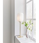 Lampy stołowe w stylu skandynawskim - Markslojd CAVA Stołowa 1L Mosiądz Szczotkowany/Biały 1xE14 108251 - produkt 2
