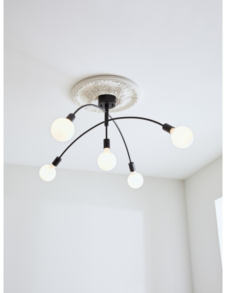 Lampy sufitowe w stylu skandynawskim - Markslojd CRUX Sufitowa 5L Czarny 5xE27 108280 - product kolory-swiatla.pl 2
