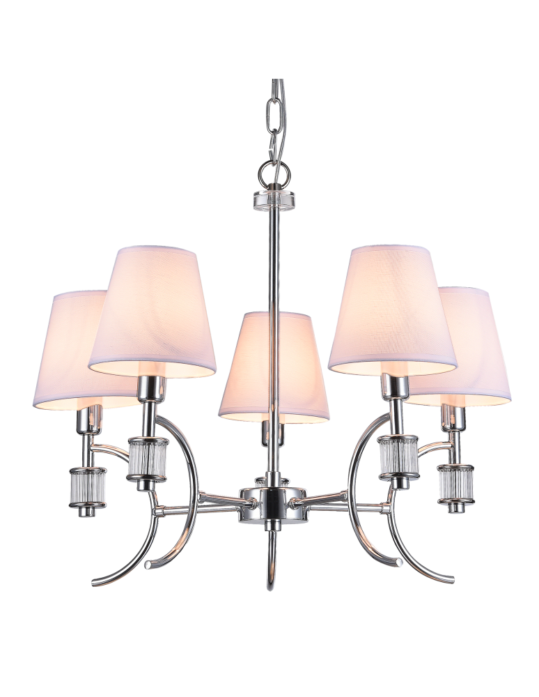 Żyrandole z abażurem - CosmoLight Lampa wisząca LIVERPOOL P05100CH-WH chrom - produkt kolory-swiatla.pl 1