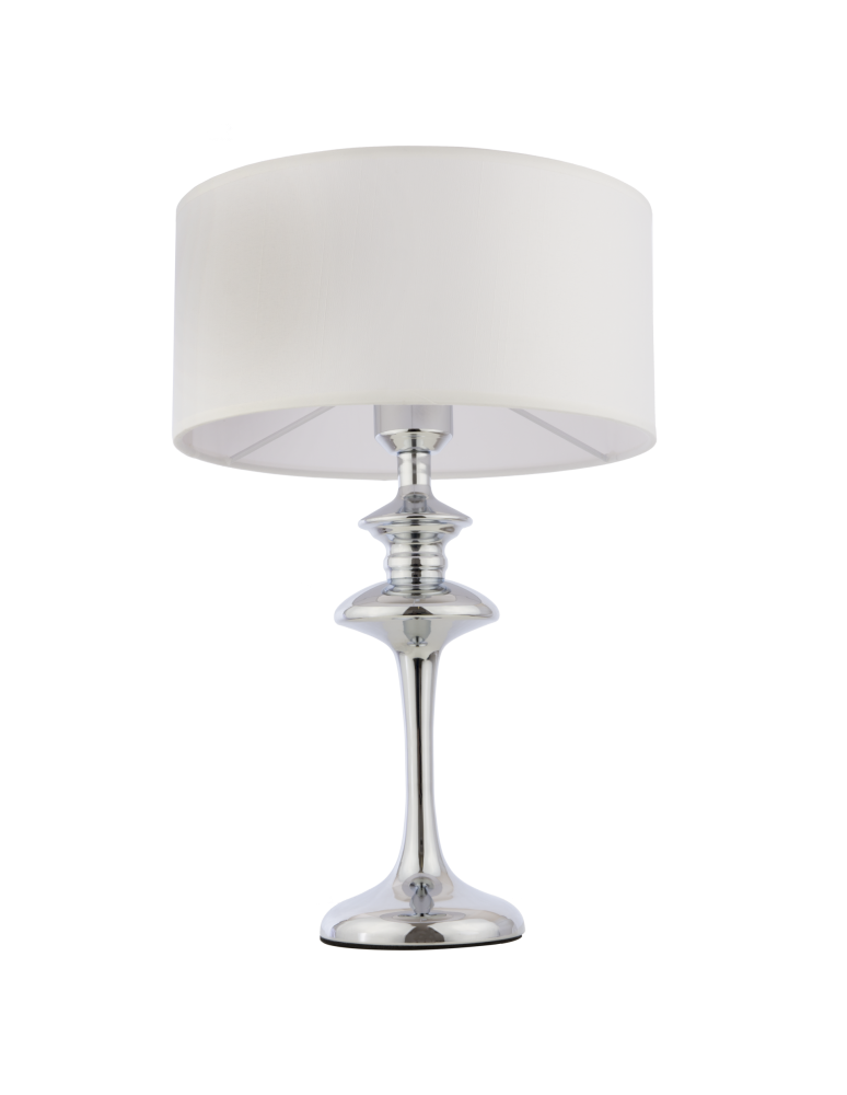 Lampy stołowe z abażurem - CosmoLight Lampa stołowa ABU DHABI T01413CH-WH chrom - produkt kolory-swiatla.pl 1