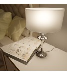 Lampy stołowe z abażurem - CosmoLight Lampa stołowa ABU DHABI T01413CH-WH chrom - produkt 3