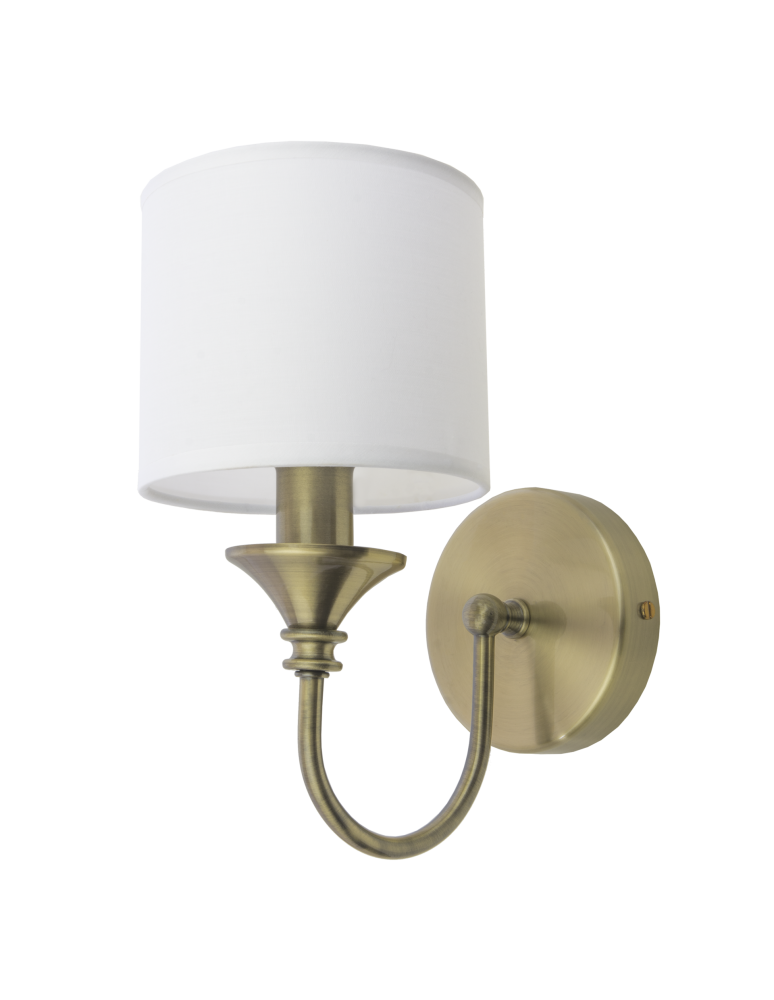 Kinkiety z abażurem - CosmoLight Kinkiet ABU DHABI W01844BR-WH mosiądz - produkt kolory-swiatla.pl 1