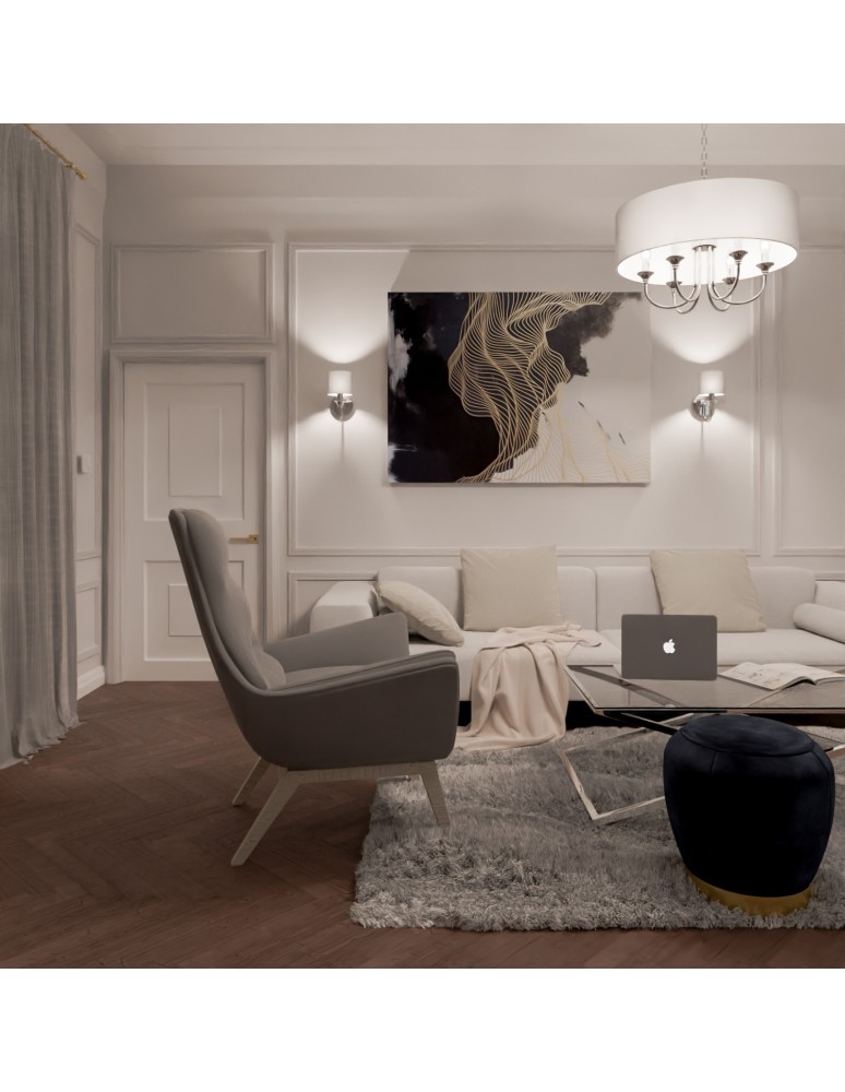 Kinkiety z abażurem - CosmoLight Kinkiet ABU DHABI W01837CH-WH chrom - produkt kolory-swiatla.pl 2