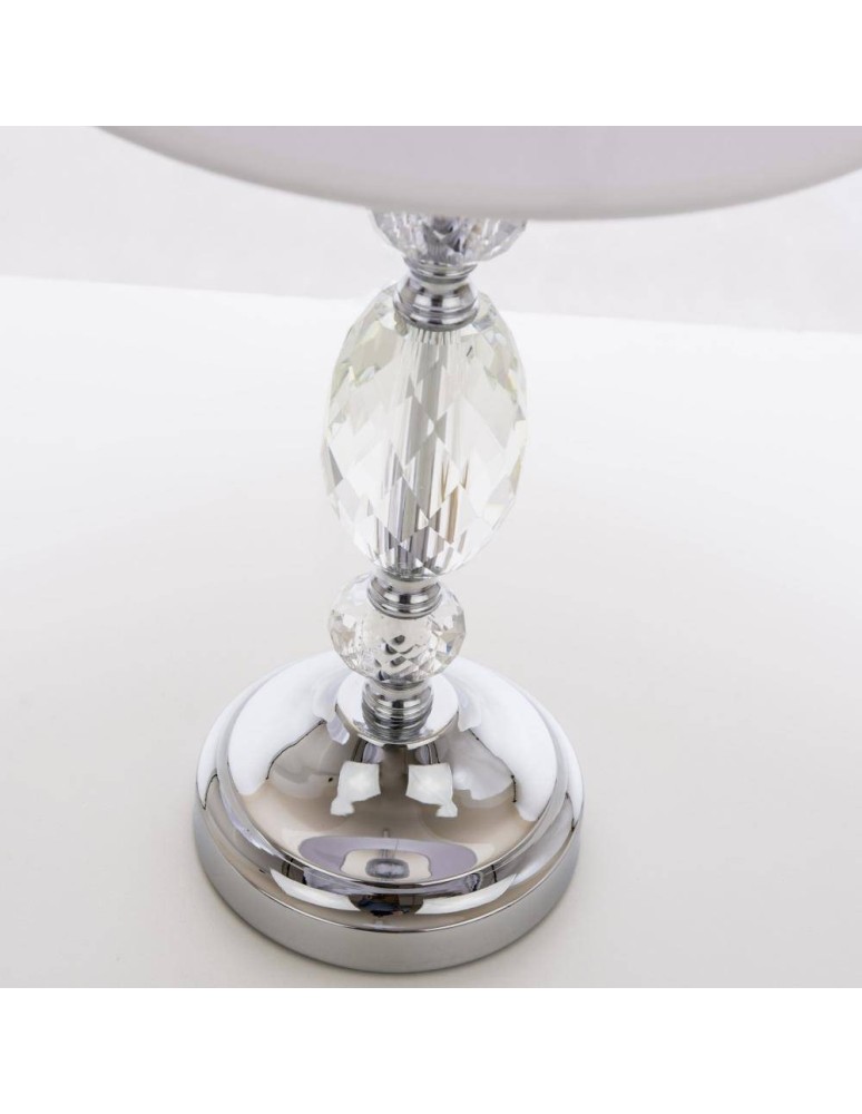 Lampy stołowe z abażurem - CosmoLight Lampa stołowa MONACO T01885CH-WH chrom - produkt kolory-swiatla.pl 2