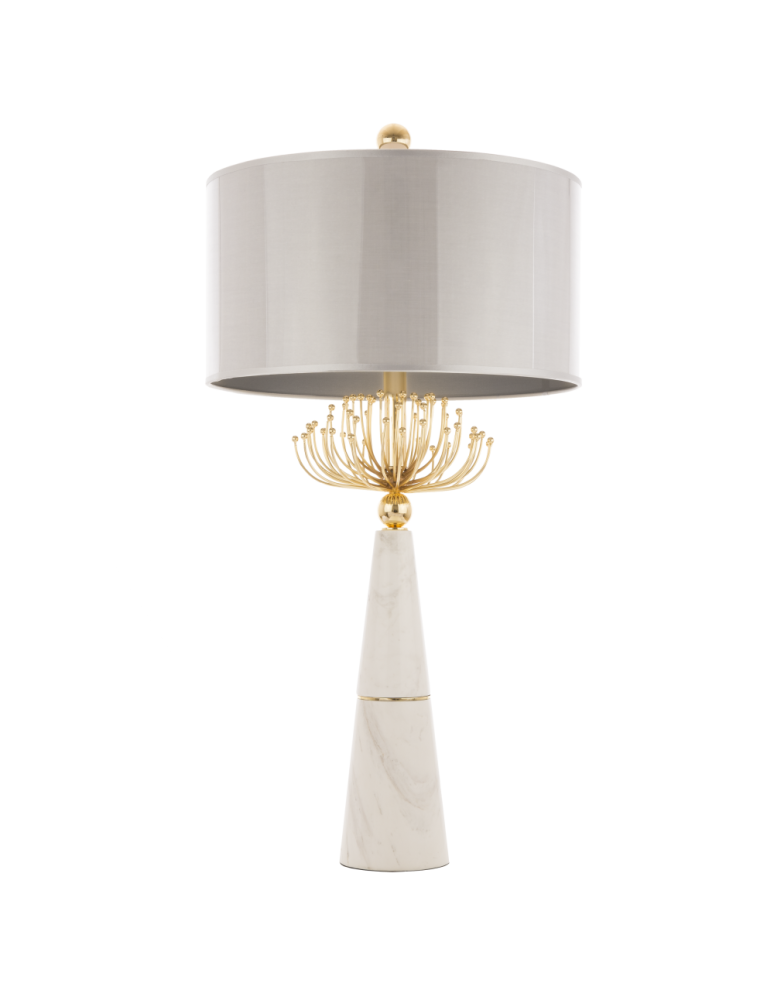 Lampy stołowe z abażurem - CosmoLight Lampa stołowa CARTAGENA T02004AU  Biały   Złoty  - produkt kolory-swiatla.pl 1