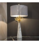 Lampy stołowe z abażurem - CosmoLight Lampa stołowa CARTAGENA T02004AU  Biały   Złoty  - product 6