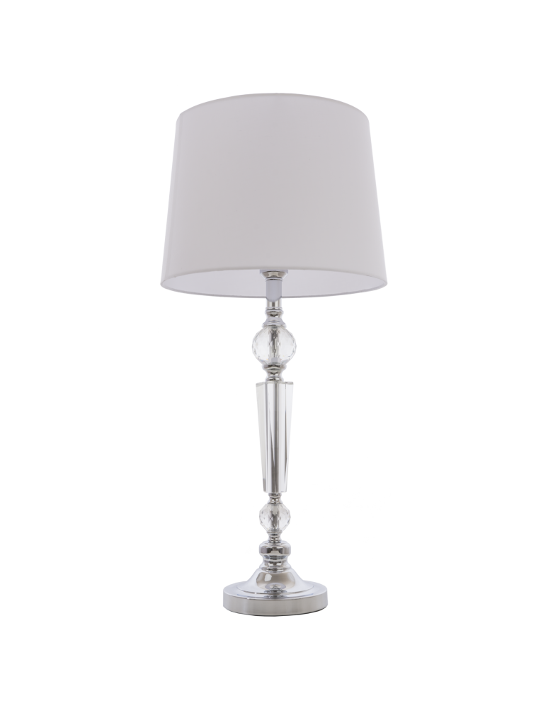 Lampy stołowe z abażurem - CosmoLight Lampa stołowa CHARLOTTE T01295CH-WH chrom - produkt kolory-swiatla.pl 1