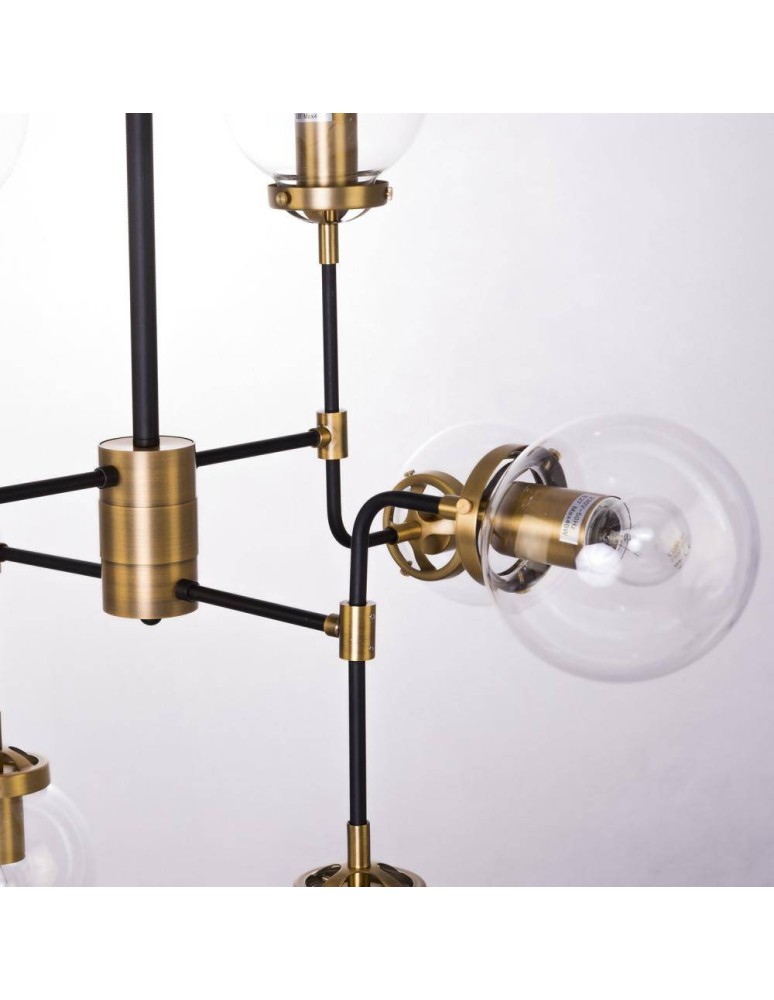 Lampy wiszące - CosmoLight Lampa wisząca BOSTON P08959BR  Czarny   Mosiądz  - produkt kolory-swiatla.pl 4