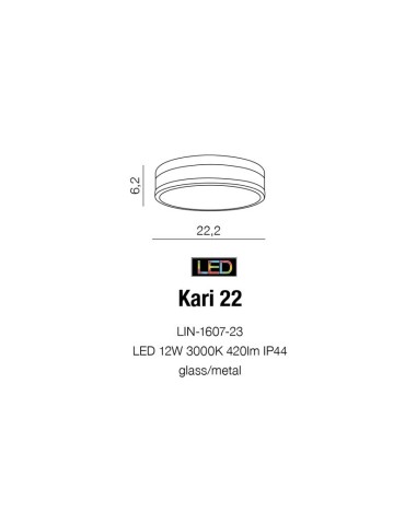 Azzardo KARI 22 LED 12W 400lm 3000K IP44 Czarny Sufitowa AZ4257 - produkt 2