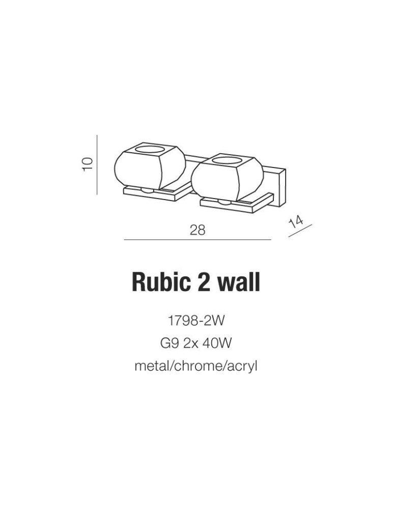 Kinkiety - Azzardo RUBIC 2 WALL 2xG9 Ścienna Przeźroczysty/Chrom AZ0491 - product kolory-swiatla.pl 2
