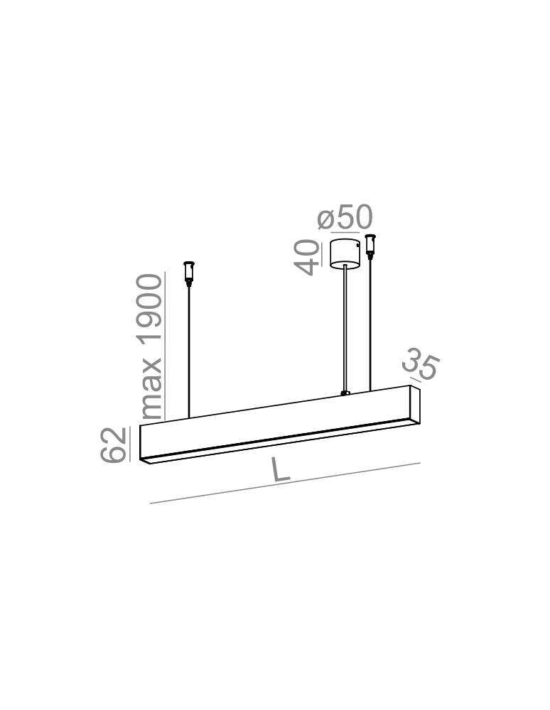 Lampy wiszące nad biurko - Aqform RAFTER wisząca LED 114cm 24W 1280lm 4000K 50602-L940-D9-00-13 - product kolory-swiatla.pl 2