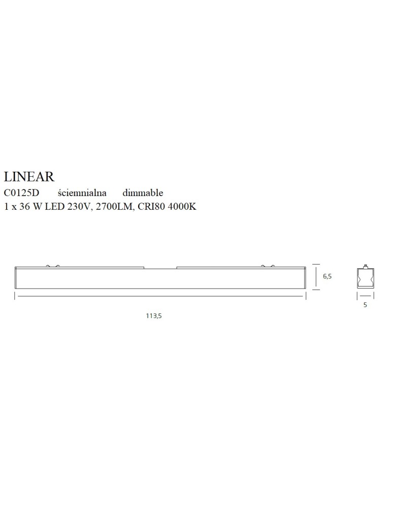 MAXLIGHT C0125D LAMPA SUFITOWA LINEAR WHITE 36W 4000K ŚCIEMNIALNA MAXLIGHT C0125D LAMPA SUFITOWA LINEAR WHITE 36W 4000K ŚCIEMNIALNA