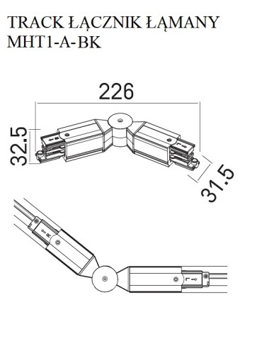 DOBAC MHT1-A-BK TRACK ŁĄCZNIK ŁAMANY czarny - produkt 2