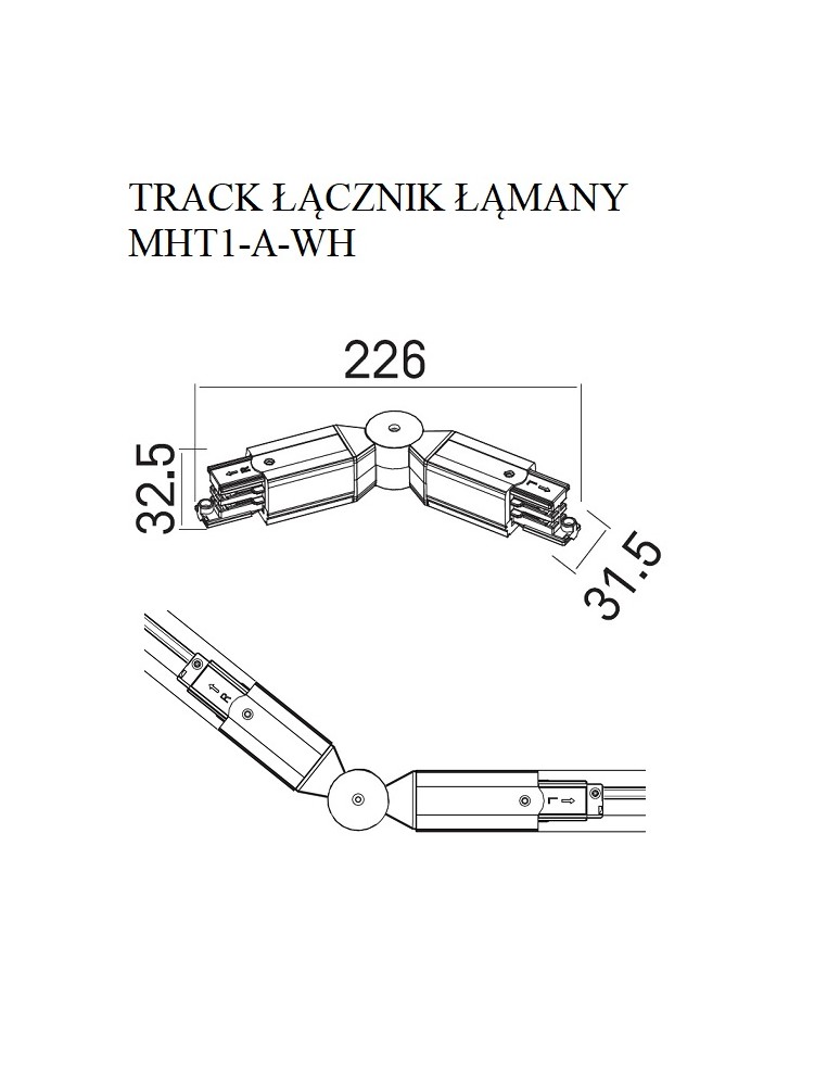 Akcesoria do szynoprzewodów 3 fazowych - Maxlight Track Łącznik Łamany Biały MHT1-A-WH - product kolory-swiatla.pl 2