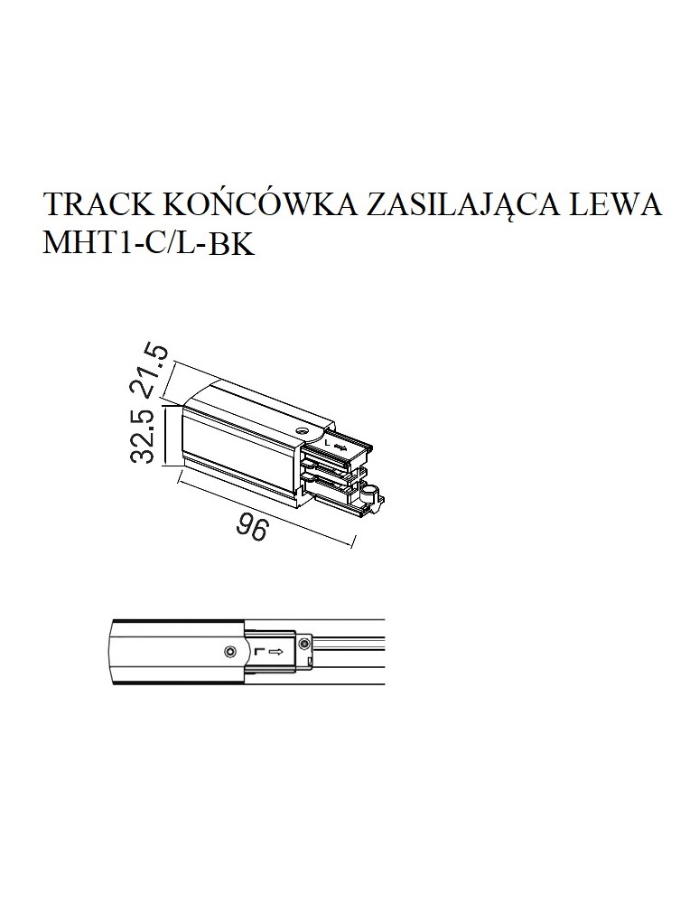 MAXLIGHT MHT1-C/L-BK TRACK KOŃCÓWKA ZASILAJĄCA lewa czarna MAXLIGHT MHT1-C/L-BK TRACK KOŃCÓWKA ZASILAJĄCA lewa czarna