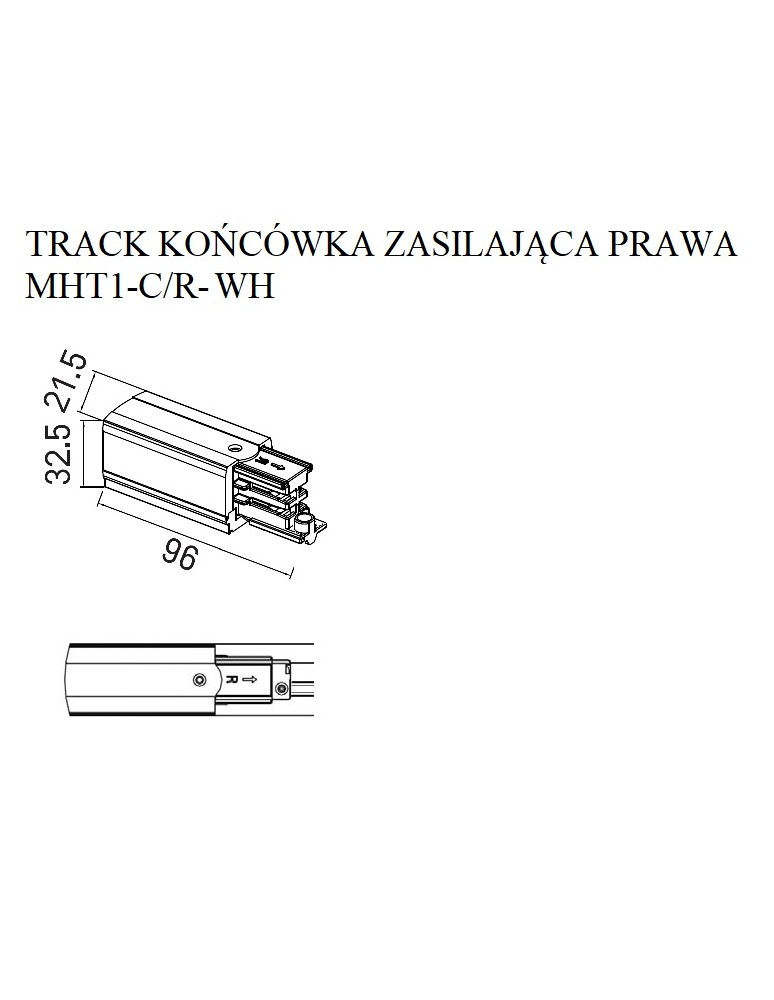 Akcesoria do szynoprzewodów 3 fazowych - Maxlight Track Końcówka Zasilająca Prawa Biała MHT1-C/R-WH - product kolory-swiatla.pl 3