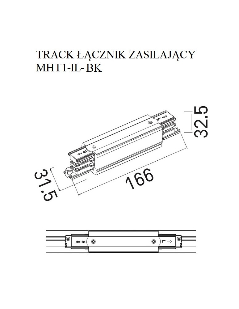 Akcesoria do szynoprzewodów 3 fazowych - Maxlight Track Łącznik Prosty Zasilający Czarny MHT1-IL-BK-MAX - product kolory-swiatla.pl 3