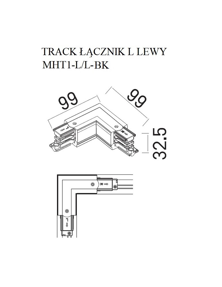 MAXLIGHT MHT1-L/L-BK TRACK ŁĄCZNIK L" lewy czarny" MAXLIGHT MHT1-L/L-BK TRACK ŁĄCZNIK L" lewy czarny"
