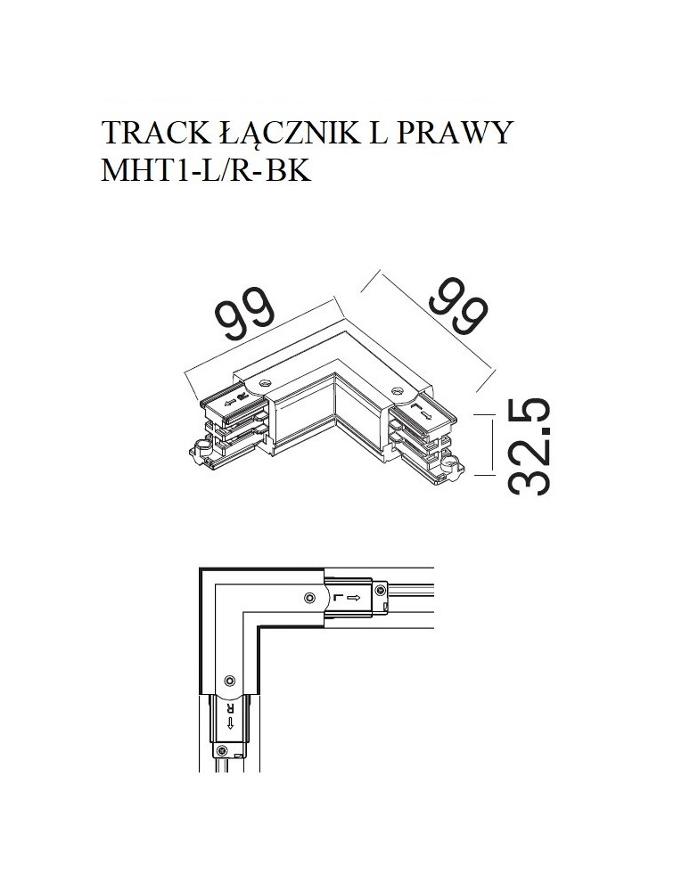MAXLIGHT MHT1-L/R-BK TRACK ŁĄCZNIK L" prawy czarny" MAXLIGHT MHT1-L/R-BK TRACK ŁĄCZNIK L" prawy czarny"