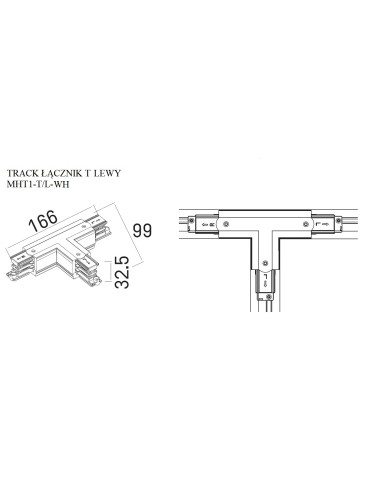 DOBAC MHT1-T/L-WH TRACK ŁĄCZNIK T" lewy biały" - produkt 2