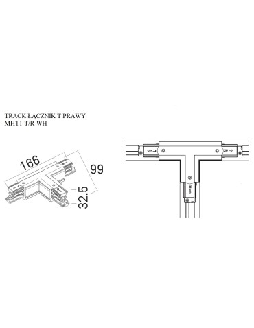 DOBAC MHT1-T/R-WH TRACK ŁĄCZNIK T" prawy biały" - produkt 2