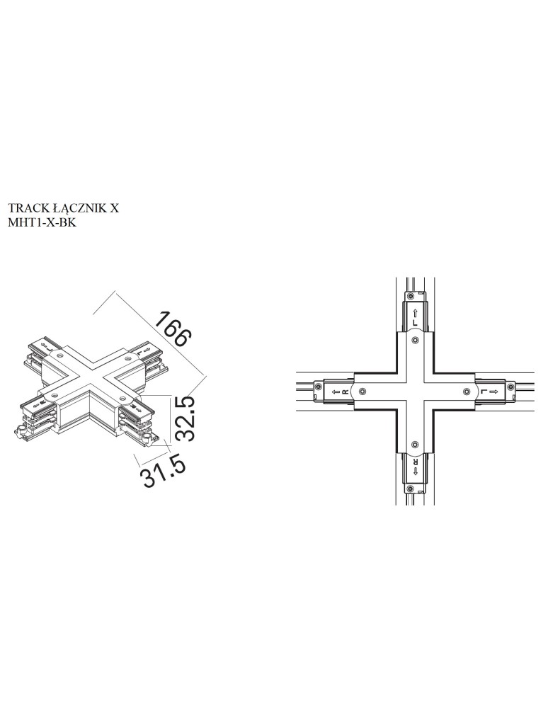 DOBAC MHT1-X-BK TRACK ŁĄCZNIK X" czarny" DOBAC MHT1-X-BK TRACK ŁĄCZNIK X" czarny"