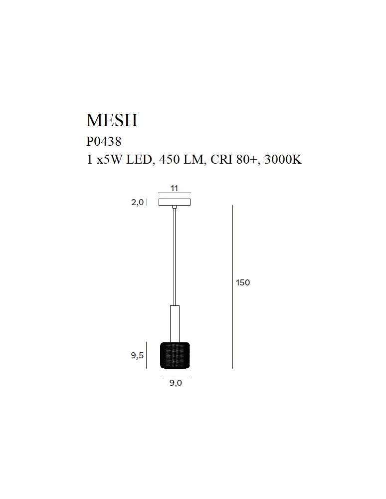 MAXLIGHT P0438 LAMPA WISZĄCA MESH I MAXLIGHT P0438 LAMPA WISZĄCA MESH I