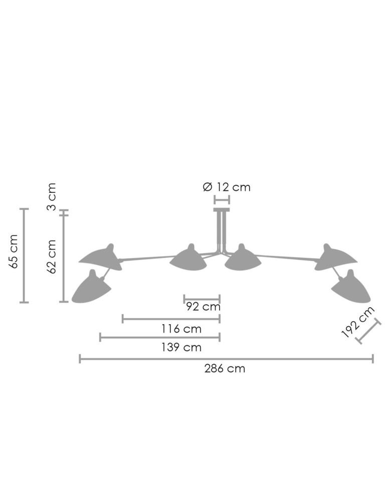 Step into Design Lampa Wisząca CRANE-6P czarna 280 cm P8706
