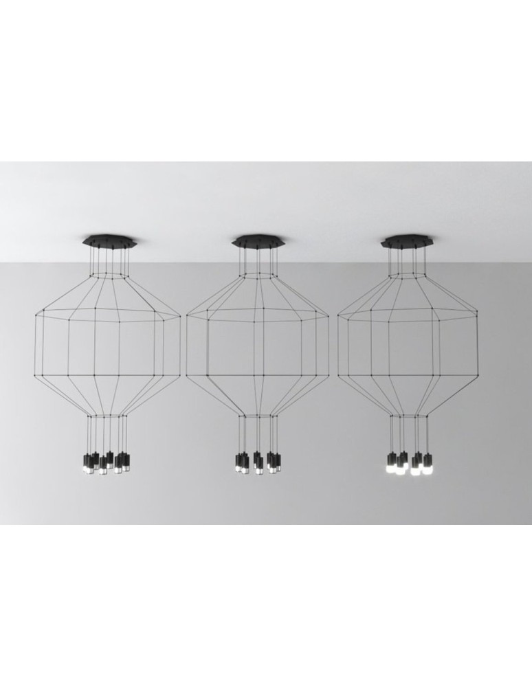 Lampy wiszące designerskie - Step into Design Lampa Wisząca LINEA-8 czarna 80 cm XT080-8P - product kolory-swiatla.pl 2